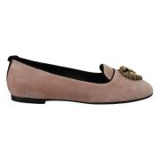 Dolce & Gabbana Elegant Rosa Sammet Devotion Loafers Pink, Dam