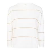 Zanone Randig linneblandning boxy fit topp White, Dam