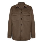 Boggi Milano Link Skjortjacka i Ren Kashmir Brown, Herr