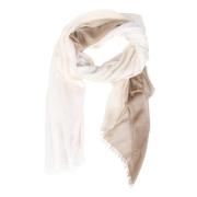 Faliero Sarti Beige Silke Fransad Halsduk Ginevra Brown, Dam