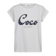 Co'Couture Grafisk Tee Topp Vit Marin White, Dam