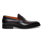 Santoni Herr läder penny loafer Brown, Herr