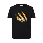 Iceberg Svart bomullsjersey T-shirt med Garfield-tryck och broderad lo...