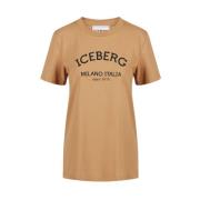 Iceberg Normal passform T-shirt i bomullsjersey Brown, Dam