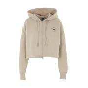 Adidas by Stella McCartney Beige Cropped Hoodie med Logo Print Beige, ...