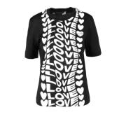 Love Moschino Bomullst-shirt med Kärleksdesign Black, Dam