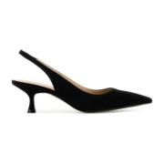 Stuart Weitzman Svart mocka Naomi pumps 5cm klack Black, Dam