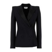 Alexander McQueen Stilig Svart Ullkavaj Black, Dam