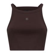 Givenchy Racer Hals Brun Ribbad Crop Top Brown, Dam