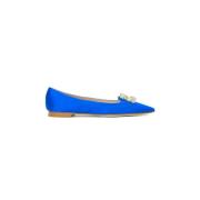 Prosperine Satin Ballerina Flats med kristallaccessoar Blue, Dam