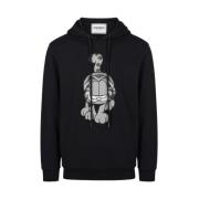 Iceberg Hoodie med tecknade tryck Black, Herr