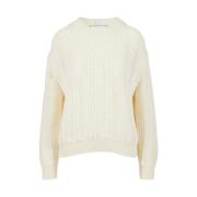 Iceberg Crew-neck sweater in mouliné nylon wool White, Dam