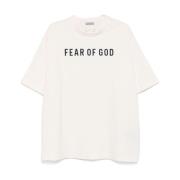 Fear Of God Svart Logotyp Tryck T-shirt Beige, Herr