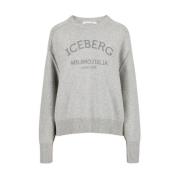 Iceberg Grå crew-neck tröja med logotyp Gray, Dam