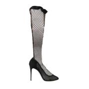 Dolce & Gabbana Elegant Svart Mesh Pumps Black, Dam