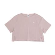 Nike Rib Jersey Crop Top Diffused Taupe/Vit Pink, Dam