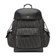 Fendi Svart Flap Ryggsäck med FF Appliqué Black, Herr