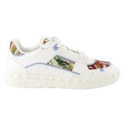 Valentino Garavani Broderade Freedots Läder Sneakers White, Herr