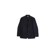 Burberry Navy Blue Wool Suit Jacket Black, Herr