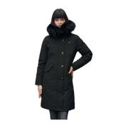 Blauer Neopren Parka med Pälskant Black, Dam