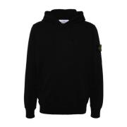 Stone Island Svart huvtröja i bomullsjersey Black, Herr