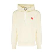 Comme des Garçons Play Ivory hoodie med rött hjärta Beige, Herr