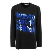 Comme des Garçons Glitter Print Långärmad T-shirt Black, Dam