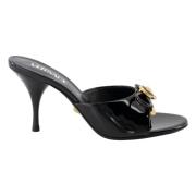 Versace Bow Heel Mules i lackläder Black, Dam