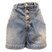 Isabel Marant Étoile Jeansshorts Knappslå Fickor Logopatch Blue, Dam