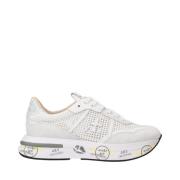 Premiata Retrostil Sneakers med Innovativ Struktur White, Dam