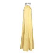 Stella McCartney Gul Satin Halterneck Klänning Yellow, Dam