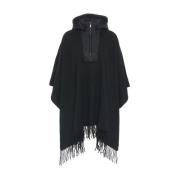 Blugirl Svart ullcape med huva Black, Dam