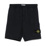 Stone Island Blå Cargo Shorts med Elastisk Midja Blue, Herr