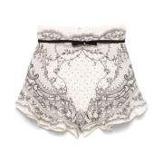 Zimmermann Vita Shorts med Grafiskt Tryck och Volangdetaljer White, Da...