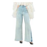 Chloé Blekta Wide-Leg Panel Jeans Blue, Dam