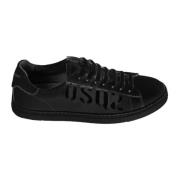 Dsquared2 Svarta Läder Låga Logo Sneakers Black, Herr