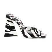 The Attico Zebra Print Pyramid Häl Sandaler Black, Dam