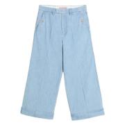 Valentino Garavani Klarblå Denim Cropped Byxor Blue, Herr