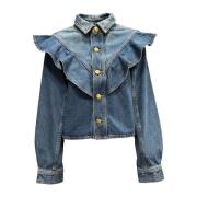 Ulla Johnson Rynkad Denimjacka Gyllene Knappar Blue, Dam