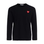 Comme des Garçons Play Långärmad T-shirt med rött hjärta Black, Herr