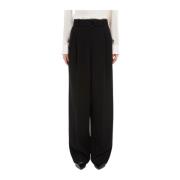 Max Mara Studio Flytande Cady Byxor med Dubbla Veck Black, Dam