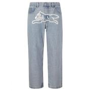 Icecream Straight Cut Laser Print Jeans Blue, Herr