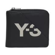 Y-3 Svart Logo Print Läder Plånbok Black, Herr