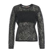 Twinset Svart Spetsstickad Tröja Aw24 Black, Dam