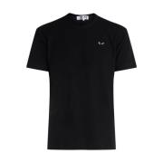 Comme des Garçons Play Svart Stickad Hjärtbroderad T-shirt Black, Herr