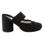 MM6 Maison Margiela Svarta Satin Klackmules Black, Dam