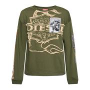 Diesel T-shirt T-Boxt-Ls-Slits-R5 Green, Herr