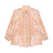 Zimmermann Rosa Billow Skjorta Sweater Pink, Dam