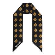 Moschino Sidenscarf med logotyp Black, Unisex