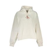 Calvin Klein Vit Fleece Hoodie med Snygg Design White, Dam